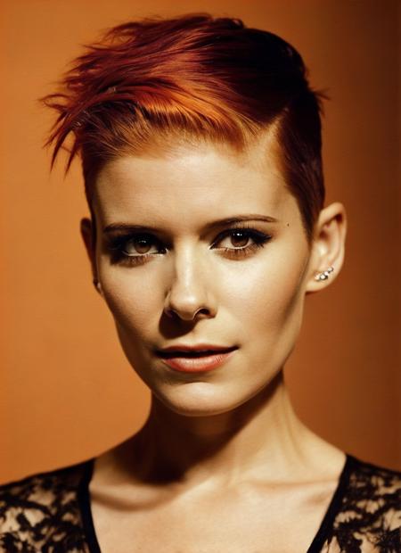 analog style, modelshoot style, nsfw, nudity portrait of sks woman by Flora Borsi, style by Flora Borsi, bold, bright colours, orange Mohawk haircut, ((Flora Borsi)), <lora:locon_katemara_v1_from_v1_64_32:1.25>