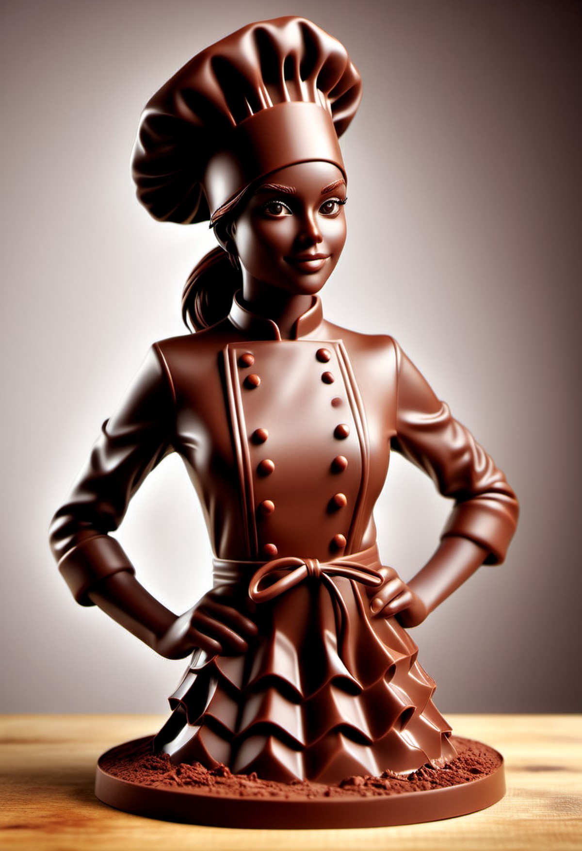 ChocolateRay, beautiful gorgeous female chef made of chocolate
