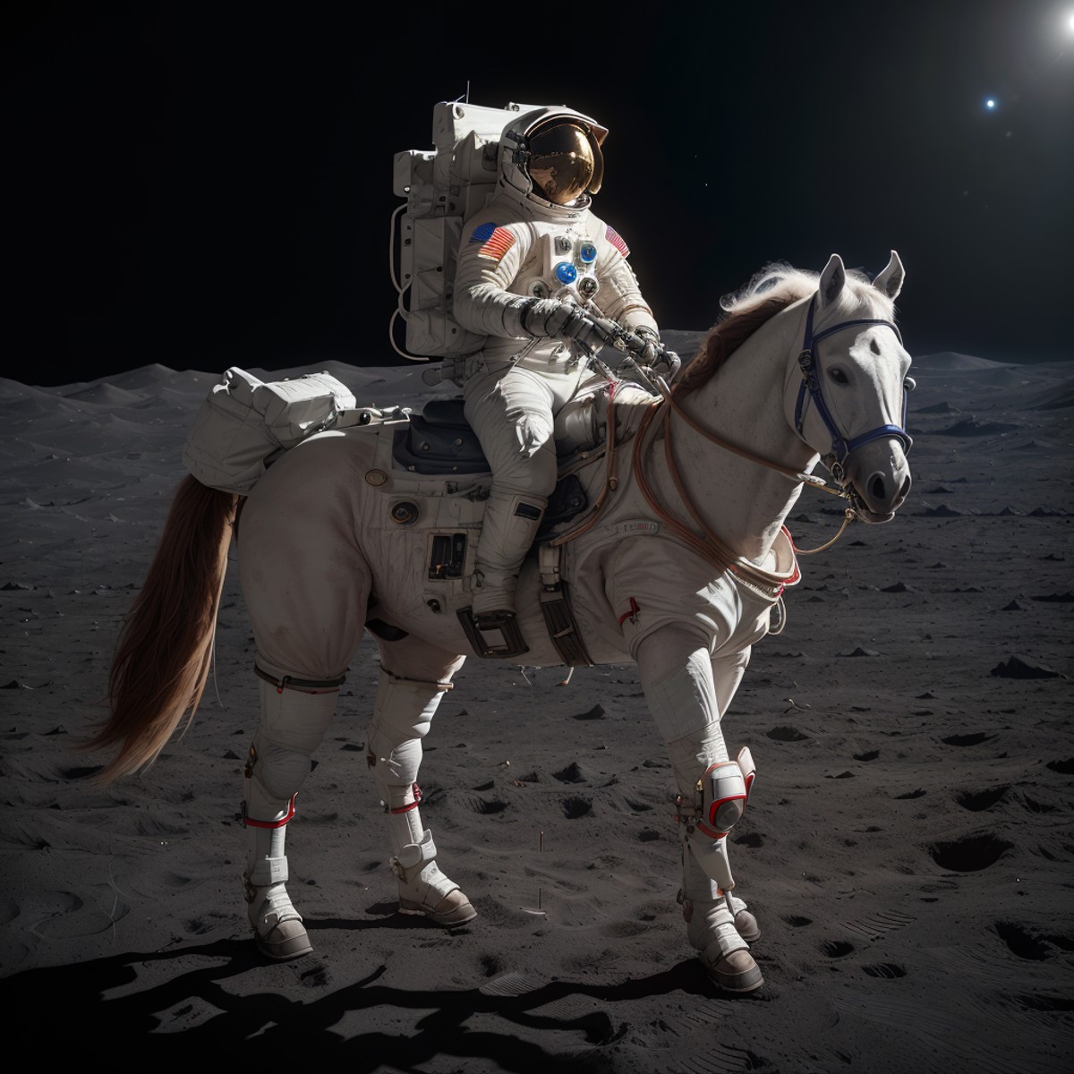 an astronaut riding a horse on the moon, 8k uhd