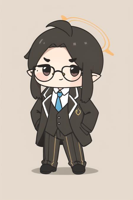 <lora:clearhead:1>, 1boy, pointy ears, solo, male focus, microphone, formal, suit, pinstripe suit, pinstripe pattern, striped, dark skin, white background, standing, full body, black footwear, black hair, simple background, dark-skinned male, pants, smile, holding microphone, glasses, virtual youtuber, looking at viewer, sunglasses, holding, shoes, black nails, jacket