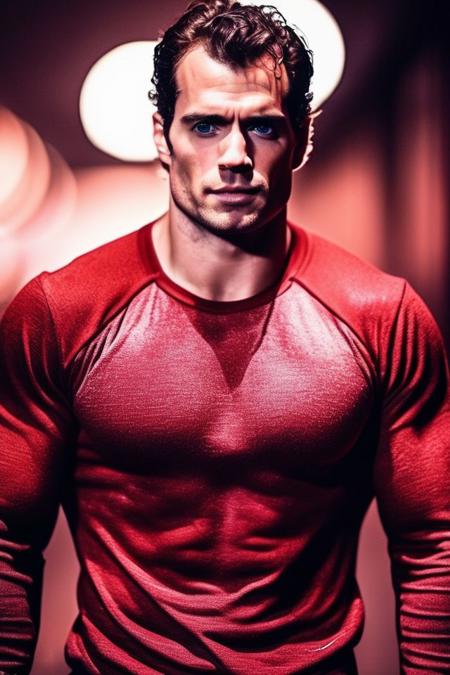 Henry Cavill a man <lora:Henry-Cavill:1>, realistic photo in a worn ((skin-revealing skimpy erotic red tracksuit, massive hairy pecs)), big pecs, big arms, bulge, VPL, ((light bokeh)), intricate, (steel metal [rust]), elegant, erotic, exuding sexual energy, homoerotic, sharp focus, photo by greg rutkowski, soft lighting, vibrant colors, (masterpiece), ((streets)), (detailed face), looking at viewer, light smile, night, walking towards viewer, cinematic lighting, beautiful lighting, cinematic lighting, (hazy filter, film grain:1.2)