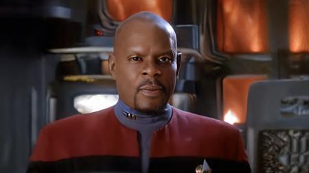 cinematic film still cinematic photo breathtaking (Avery Brooks:1.2) as <lora:captain_sisko_v2_100x100:1.25> captain_sisko, man,(goatee:1.2),( deep space nine red, gray and black uniform:1.7) . award-winning, professional, highly detailed . 35mm photograph, film, bokeh, professional, 4k, highly detailed . shallow depth of field, vignette, highly detailed, high budget Hollywood movie, bokeh, cinemascope, moody, epic, gorgeous, film grain, grainy