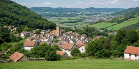 Quaint hilltop villages offer spectacular views of the surrounding countryside,<lora:add_detail:0.7>