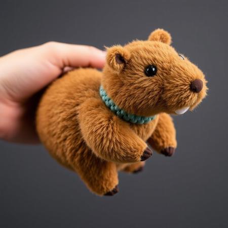 Product photo depicting a Capybara bracelet plush toy