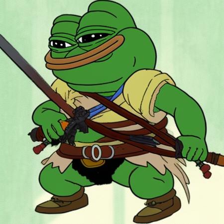 pepe_frog, a Dungeons and dragons   goblin, by studio ghibli , cartoon,