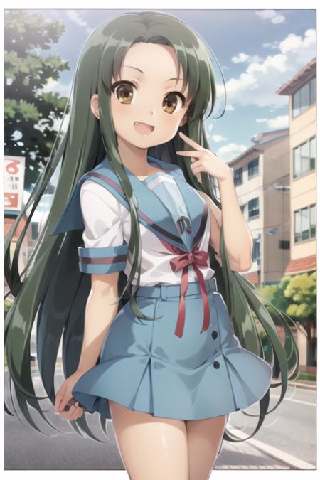 <lora:Tsuruya_V1.4:0.8> tsuruya, school uniform, 1girl, kita high school uniform, blue skirt,