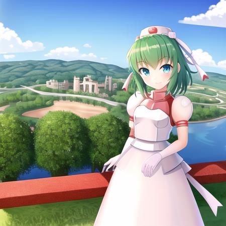 masterpiece, best quality, 1girl, marina_liteyears, solo, castle background