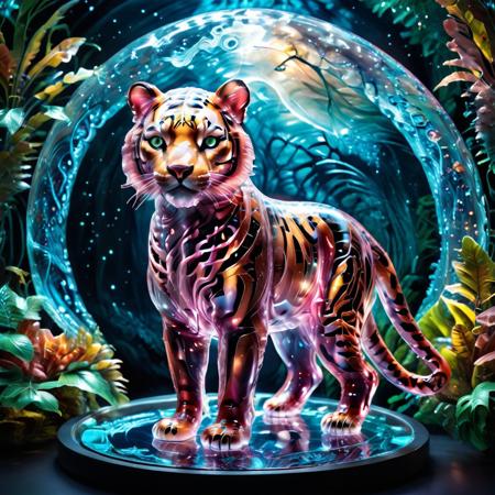Highly detailed Dynamic shot of texture fur  adorable pink and blue baby tiger, extremely detailed fur  <lora:SDXLFaeTastic2400:0.8> High quality texture, intricate details, detailed texture, High quality shadow, Cinematic Light, Depth of field, light source contrast, cosmic jungle background filled with clouds, whimsical fantasy , glowing murano_glass_style atmosphere.
score_9, score_8_up, score_8_up, masterpiece,super detailed face, super high resolution, FaceDetail, masterpiece-level, highly detailed, intricate details, detailed background, complex background, cinematic, intricately detailed illustration, depth of field, masterpiece, best quality, amazing quality, very aesthetic, absurdres, newest, very awa, shadow,
