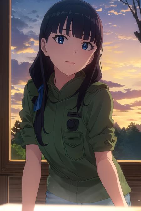 marikurokawa, <lora:mari kurokawa s1s2-lora-nochekaiser:1>,
mari kurokawa, long hair, bangs, blue eyes, black hair, ribbon, hair ribbon, blue ribbon, hair over shoulder, smile,
BREAK uniform, military, military uniform, helmet, sleeves rolled up, headset,
BREAK outdoors, forest, nature, sun, sky, clouds, trees, grass,
BREAK looking at viewer, (cowboy shot:1.5),
BREAK <lyco:GoodHands-beta2:1>, (masterpiece:1.2), best quality, high resolution, unity 8k wallpaper, (illustration:0.8), (beautiful detailed eyes:1.6), extremely detailed face, perfect lighting, extremely detailed CG, (perfect hands, perfect anatomy),