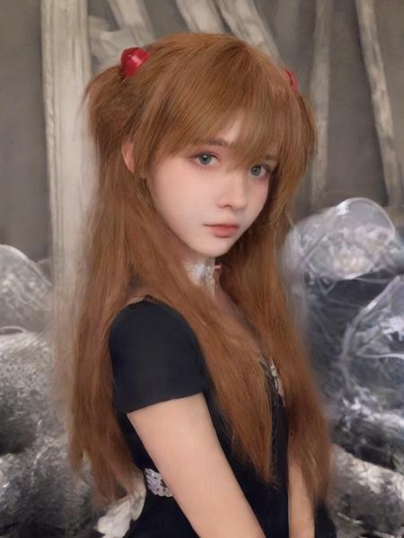 dirya, aska, 1girl, long red hair, beautiful, young, black and white dress, <lora:dirya:1>