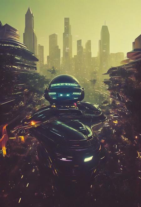 ()Hyoer Realistic:2.0)Polaroid picture 
an image of San Francisco transformed into a Cyberpunk tropical paradise. The cityscape is a vibrant, neon-lit utopia, with towering skyscrapers and lush, green vegetation. (Above the city, an air racetrack stretches across the sky, with sleek, high-tech cars zooming by, inspired by F-Zero vehicles.:1.66)
The atmosphere is warm and humid, with a hint of tropical flowers and the distant hum of futuristic technology. The people of this utopian empire live in harmony, their faces radiant with joy and contentment.
Capture the surreal, futuristic beauty of this scene, where the boundaries between technology, nature, and society blur, and the possibilities of human achievement are redefined.