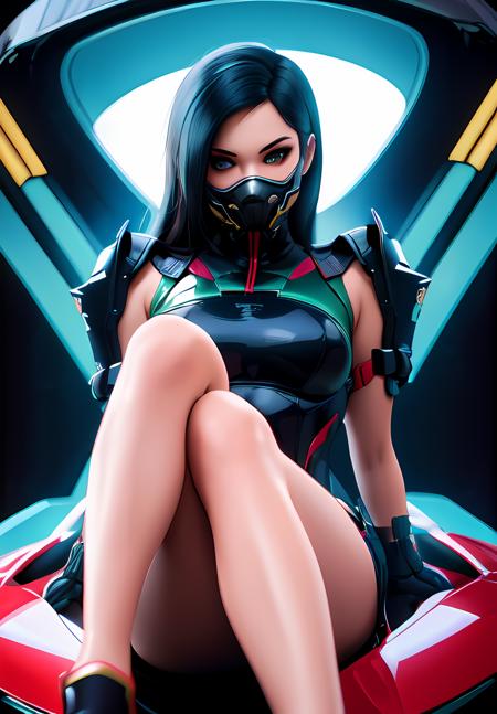 viper black hair, mask