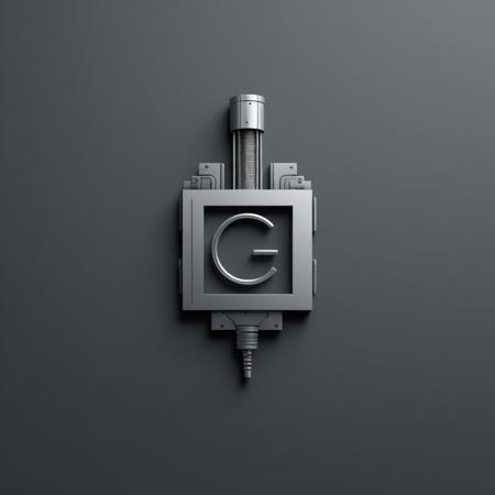 Corporate logo for the word "CIG", reflecting its work in generating dark images of dystopian realities with AI, minimalist, grey tones, pale metals, a flash in the I