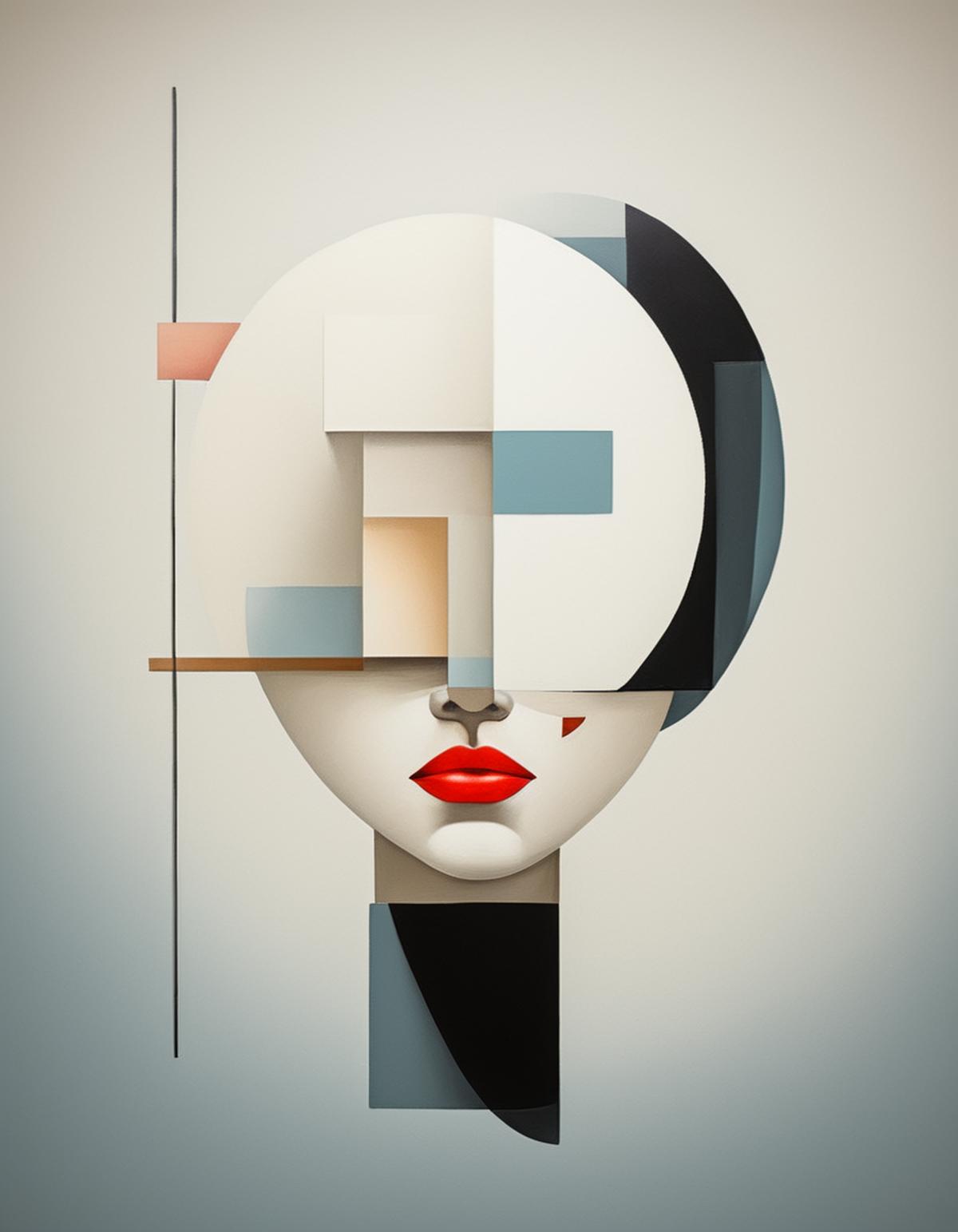 Artistic Illustration of a Woman's Face with Different Colors and Shapes.