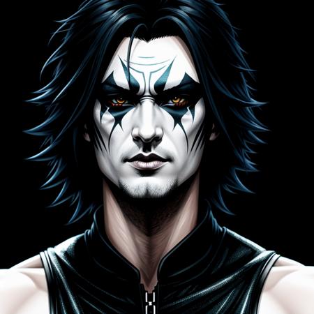 anime artwork of  <lora:The Crow SD1.5:1.2>
Eric Draven The Crow a choppy hair cut person with their perfect hands on their face Graphic Novel Style, anime style, key visual, vibrant, studio anime,  highly detailed