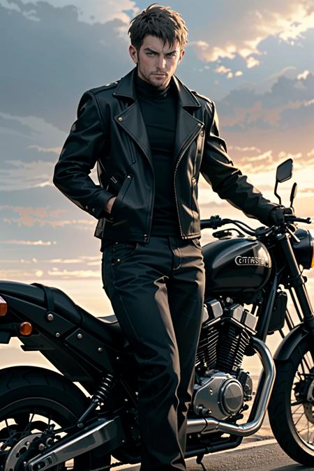 ((ultra detailed, masterpiece, best quality))
 <lora:REVChris:0.8>
REVChris, 1boy, solo, short hair, Posing by a classic motorcycle, clad in rugged biker attire, with an adventurous spirit