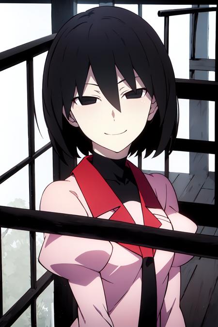 Ougi, black eyes, black hair, empty eyes, bangs, bob cut, hair between eyes, pale skin