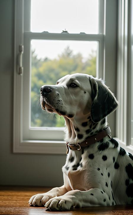 cinematic film still ((best quality)), ((masterpiece:1.2)), (detailed:1.2), A Dalmatian explores a bright, modern home filled with natural light and contemporary decor. Its sleek coat contrasts beautifully with the clean lines and vibrant accents of the interior, capturing a moment of curiosity and elegance in a stylish setting.
<lora:epi_noiseoffset2:1>  . shallow depth of field, vignette, highly detailed, high budget, bokeh, cinemascope, moody, epic, gorgeous, film grain, grainy