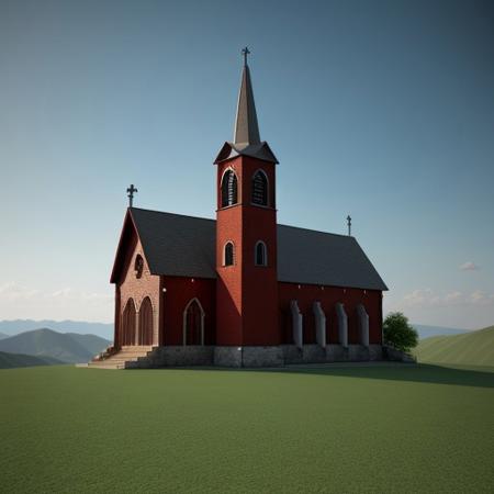 3d render, best quality, church on top of mountains,