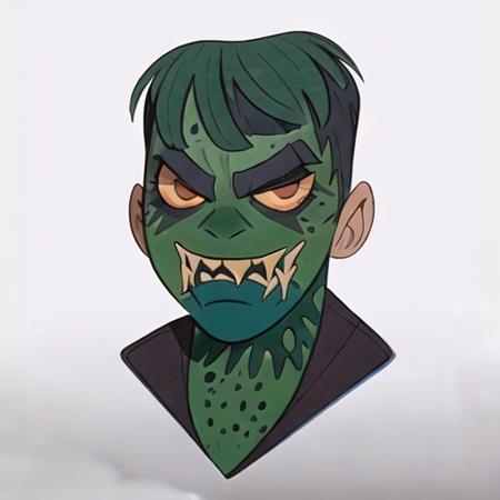 evang,evang, killer croc by artgerm, krenz cushart die-cut sticker, sticker, front shot, simple background, solid outline