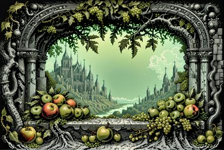 Gustave Doré Style page,woodcut illustration,masterpiece,ASCII,8k,absurdes,intricate,maximum resolution,Savors no fruit of greener hemispheres:,
In arbors uttermost,
<lora:Gustave Dore Style:1>,<lora:add-detail-xl:0.8>,<lora:d3p1x3lXLP:0.8>,d3p1x3l,pixel art,scenery,<lora:ArsMJStylePony_-_Pixel_Art:0.8>,ArsMJStylePony,Pixel Art,<lora:DarkestDungeon-Style:0.8>,