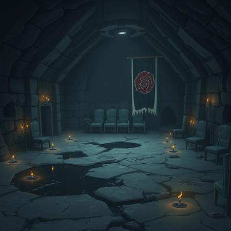 A liminal space inspired by the Akatsuki, as seen in Naruto. The environment is dark, cold, and desolate, with an abandoned, eerie atmosphere. The setting is a large, empty cavern or underground hideout, dimly lit by faint, flickering lights from scattered torches. The stone walls are rough, covered with cracks, and the floor is uneven, with pools of stagnant water in some areas.
The iconic Akatsuki cloak and red cloud symbol are subtly referenced in the surroundings, with tattered banners and empty chairs scattered around, creating a sense of unsettling solitude. There is no sign of the members, only the remnants of their presence—their dark and oppressive aura hangs in the air. The place feels abandoned yet oddly alive, as if the weight of the Akatsuki’s actions still lingers in the shadows, creating a chilling sense of isolation and unresolved tension.
