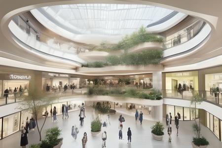 an atrium of a shoppingmall, people, green plants<lora:shoppingmall-atrium:1>