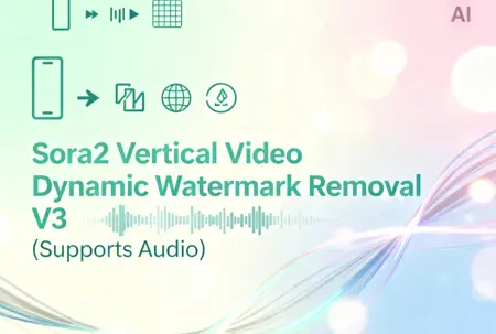 Sora2 Vertical Video Dynamic Watermark Removal V3 (Supports Audio)
