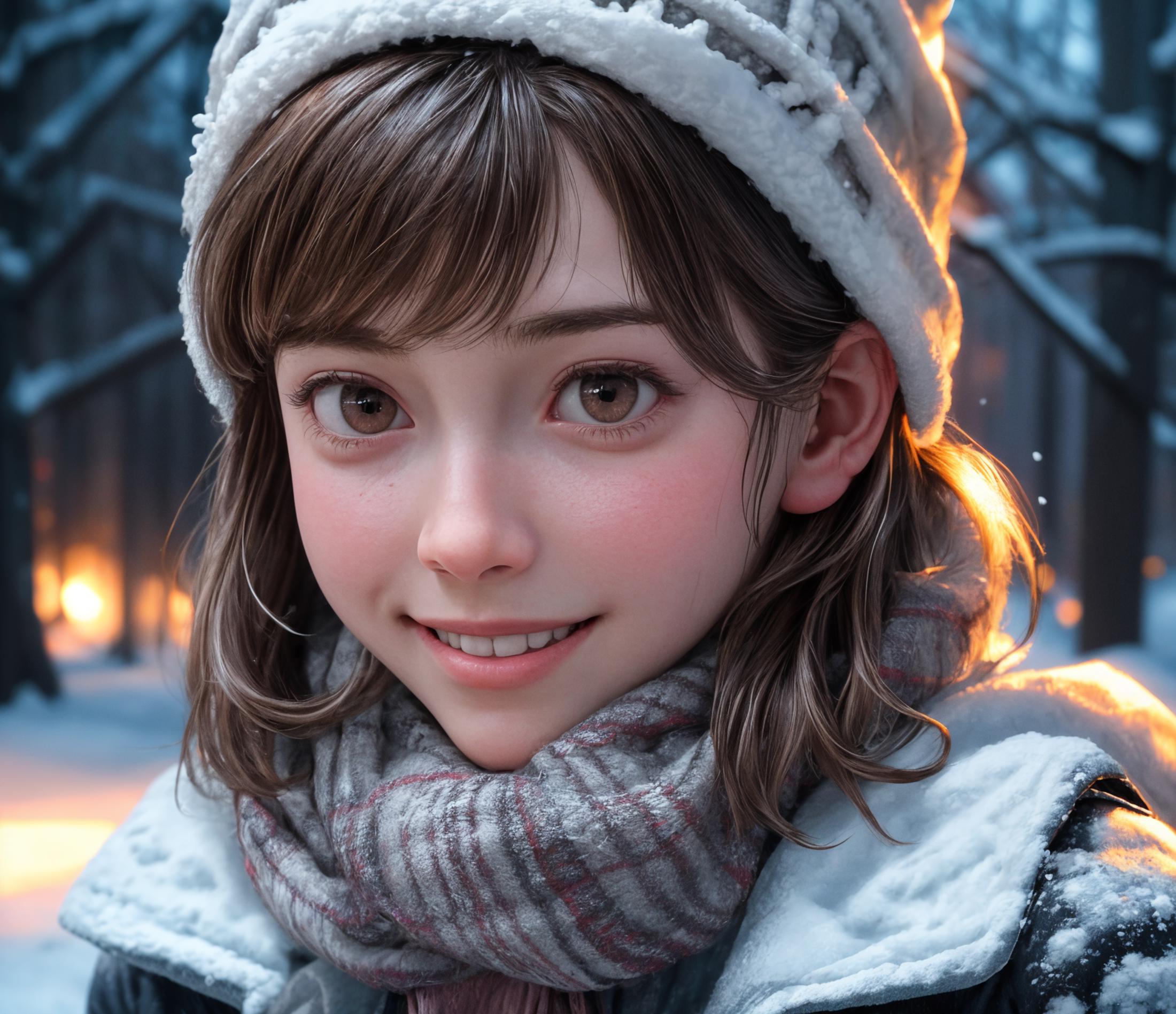 A smiling girl with a big smile and a hat.
