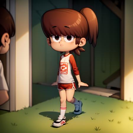 ((masterpiece, best quality)),(complex light), 1girl ,solo, full body, lynn loud, <lora:lynn_loud1-10:0.8>,shirt, shorts, raglan sleeves, chibi, black eyes, walking,