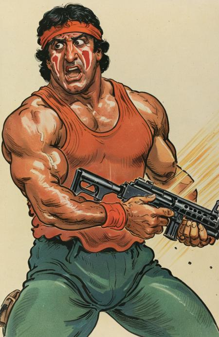 vintage_illustration__sylvester_stallone_wearing_a_red_headband_is_shooting_with_a_machine_gun__angry__open_mouth__action_scene__sweat_pouring_from_his_face_-messy__distorted__total_mess_123456789.png