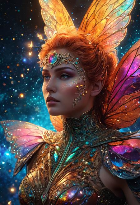 Fantasy celestial entity, whole body view, surrealism, alcohol ink, double exposure, godly aura, energy body, perfect face, glowing eyes, alluring, holografic colours, orbs of magic, fairy wings, outer space, 8k, UHD, masterpiece, hight resolution, delicate detail, hyper realistic, highly detailed, perfect composition, gorgeous, beautiful, detailed, insanely detailed, octane render, trending on artstation, 8k artistic photography, photorealistic, concept art, soft, natural, volumetric, cinematic, natural light, sf, intricate artwork