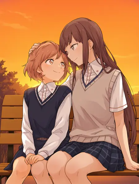 SDXL kindred spirits on the roof | Okujō no Yurirei-san | 屋上の百合
