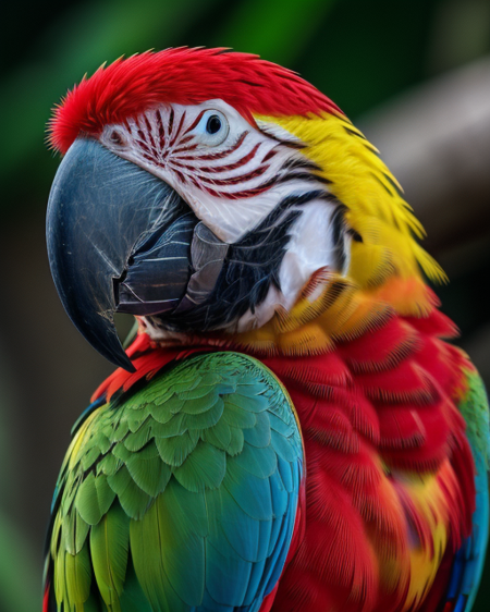 macro shot, cinematic photo of parrot, colorful, dark shot, film grain, extremely detailed