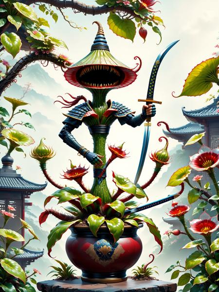 DP Samurai Carnivorous plant FLUX SDXL