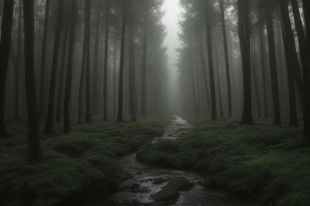 beautiful scenery, dark forest