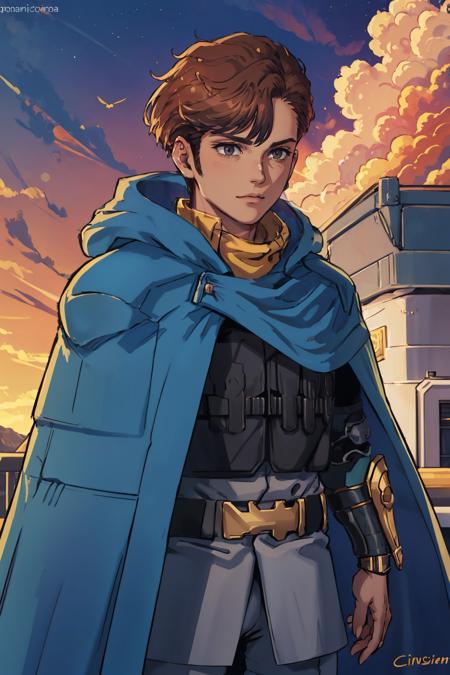 takumamt2, cape, brown hair, armor,
