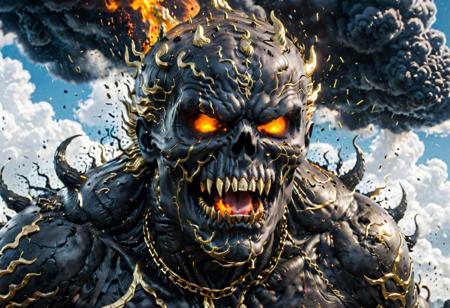 According to the rules, in such cases, it was supposed to become a black impenetrable cloud, fill the entire space with itself, catch up with  gold DEVIL SPAWN horror and look at him with an ominous luminous look from nowhere and from everywhere, which Bomchi immediately did.  Feeling of fear, feeling of horror,rich colors, ultra clear image, more realistic, high resolution photos, 8K HD wallpapershigh quality, intricate details,  ultra detailed, ,depth of field, 8k resolution trending on Artstation Unreal Engine 5, Epic,detailed background, <lora:xl_more_art-full_v1:1.2>  <lora:JuggerCineXL2:0.8> , Cinematic,  <lora:EnvyActionShotXL01:0.8> action shot