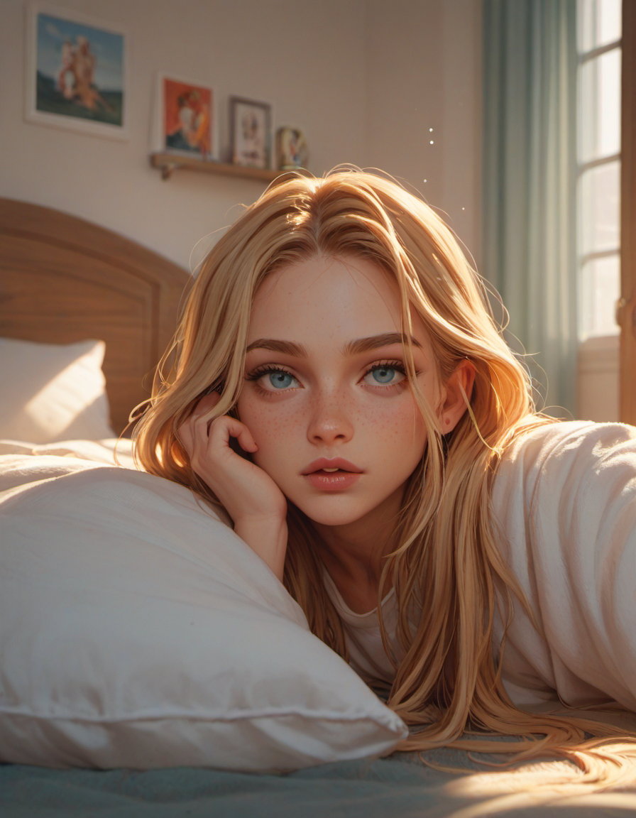 source: cartoon, score_9_up, (score_8_up, score_7_up:1.2), (score_6_up:1.1), 1girl, blondie, long hairs, face focus, bedroom, morning, ,