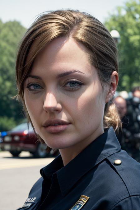 a professional closeup photo of angl wearing a (police uniform:1.15), epic character composition, by ilya kuvshinov, alessio albi, nina masic, sharp focus, natural lighting, subsurface scattering, f2, 35mm, film grain,
