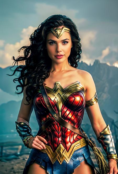 <lora:GalGadot:0.85:lbw=1,0,0,0,1,1,0,0,1,1,1,1,1,1,1,1,1>gaierjiaduo face,gaierjiaduo body,
(wonderwomansuit), wonder woman, 1girl, weapon, solo, armor, long hair, black hair,  boots, brown eyes,
supermodel,pose,
(grin),smile,
(8k, RAW photo, best quality, masterpiece:1.2), (realistic, photo-realistic:1.55), (ultra-detailed:1.34), (highres:1.34),
 <lora:wonderwomannewsuit:0.34> <lora:more_details:0.2>