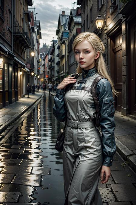 (masterpiece, best quality:1.3)
<lora:epi_noiseoffset2:1> <lora:add_detail:0.7>  <lora:MortalCassieCage:0.8>
MortalCassieCage, 1girl, solo, blonde hair, Evening, Romantic, Cobblestone Streets, Water Reflections, Vintage Elegance