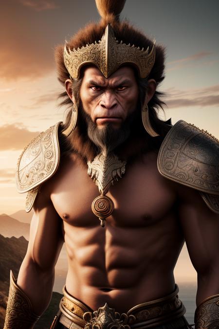 an extremely delicate and beautiful, extremely detailed ,CG ,unity ,wallpaper, (realistic, photo-realistic:1.37),Amazing, finely detail, masterpiece,best quality,official art, extremely detailed CG unity 8k wallpaper, absurdres,
Sun WuKong,Monkey King,Journey to the West,Scars on the face,Flame Battle Armor,red eyes,The King,extremely angry,looking at viewer,upper body, domineering appearance,ferocious expression,sharp eyes,viking helmet