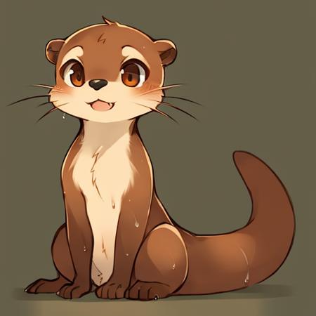 cute feral otter, furry, female, konzaburou, ukan_muri, lascivious posture, body fur, orangish brown fur, wet body, otter face, otter snout, mustelid