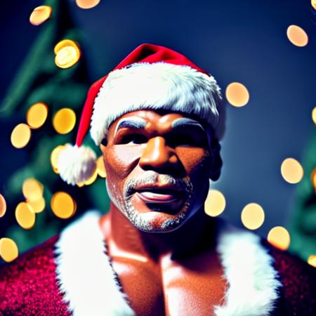 orna santa Mike Tyson standing in a park, ((sharp focus)), photo by Annie Leibovitz, intricate, natural lighting, stars,  high quality, 4k, cover photo