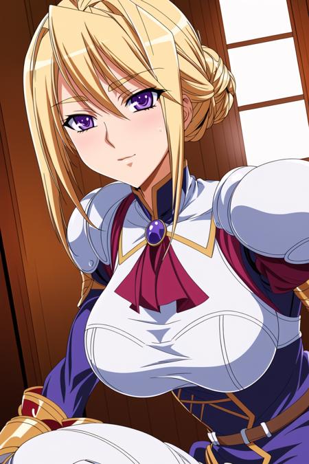 Simple White Background,
purple dress,blue outfit, red cape,white_gloves,belt,shoulder armor, armored,
<lora:Sylvia_Van_Hossen_PrincessLover-KK77-V2:0.7>,
blonde_hair,hair_between_eyes, purple_eyes,hair_bun,
<lora:Mariana_Luciano_NON_VIRGIN-KK77-V1:0.3>,<lora:more_details:0.3>,
1 girl, 20yo,Young female,Beautiful Finger,Beautiful long legs,Beautiful body,Beautiful Nose,Beautiful character design, perfect eyes, perfect face,expressive eyes,perfect balance,
looking at viewer,(Focus on her face),closed mouth, (innocent_big_eyes:1.0),Light_Smile,
official art,extremely detailed CG unity 8k wallpaper, perfect lighting,Colorful, Bright_Front_face_Lighting,shiny skin,
(masterpiece:1.0),(best_quality:1.0), ultra high res,4K,ultra-detailed,
photography, 8K, HDR, highres, absurdres:1.2, Kodak portra 400, film grain, blurry background, bokeh:1.2, lens flare, (vibrant_color:1.2),professional photograph,
(Beautiful,large_Breasts:1.4), (beautiful_face:1.5),(narrow_waist),