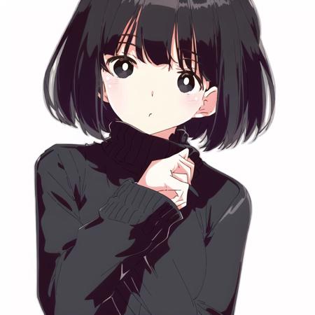 <lora:ixy:1>, ixy,

masterpiece, best quality, 1girl, solo, black eyes, black hair, black sweater, bob cut, closed mouth, medium hair, simple background