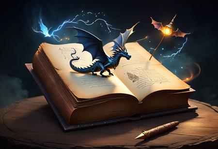 A realistic image of a fantastic landing page designed like an ancient enchanted book. A special font, resembling an ancient manuscript, gives a sense of authenticity. Spectacular vector illustrations of magical creatures, breathtaking landscapes and fantastic architecture decorate the page. Micro-interactive animations give life to the page, like a light flickering of light on top of the writing or a gentle movement of magical creatures. A special soundtrack, combining classical music with sounds from the fantastic world, creates a magical and mysterious atmosphere. The title is written in a unique and attention-grabbing handwriting. The content is written in rich and imaginative language, using fantastic terms. The CTA button is designed like a magical gate, inviting the user to enter a new world. A registration form is integrated into an ancient book, where the user can enter his name and contact information. Responsive design adapted to any screen, while maintaining the fantastic atmosphere, Fire-breathing dragons come out of the book, it looks incredibly realistic, even witches on brooms in the air.
Text: "New style artificial intelligence, artistic photo creation"