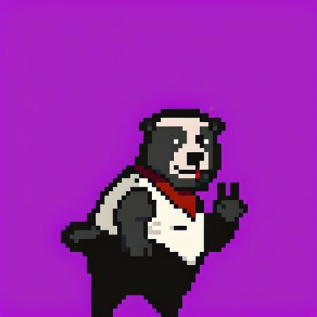 <lora:lisathepointless-v5.4_:1> by lisathepointless, human, solo, clothing, male, purple background, simple background, looking at viewer, standing, neckerchief, white outfit, tail mouth, badger, gesture, presenting anus