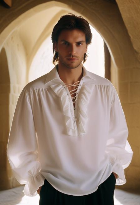 Pirate Shirt / Poet Shirt / Laced-up Ruffle Shirt - SDXL v1.0